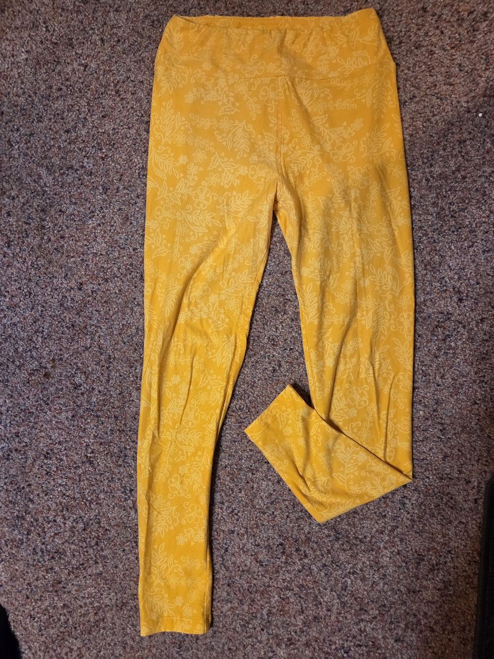 Lularoe Womens Yellow Floral Print Leggings